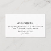 Functionaris van de lening / Visitekaartje van de  Contactkaartje (Achterkant)