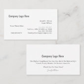 Functionaris van de lening / Visitekaartje van de  Contactkaartje (Voorkant / Achterkant)