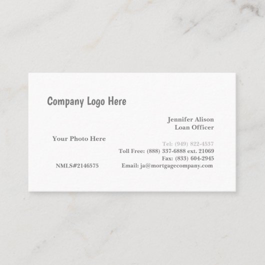 Functionaris van de lening / Visitekaartje van de  Contactkaartje (Voorkant)