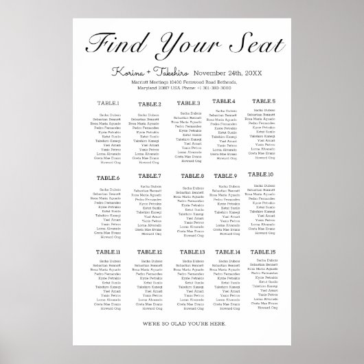 Functionele minimalistische Wedding Seat Grafiek Poster (Voorkant)