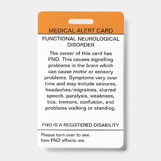 Functionele Neurologische Stoornis Medische Badge (Voorzijde)