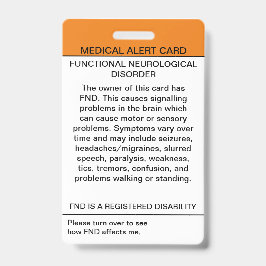 Functionele neurologische stoornis medische kaart badge