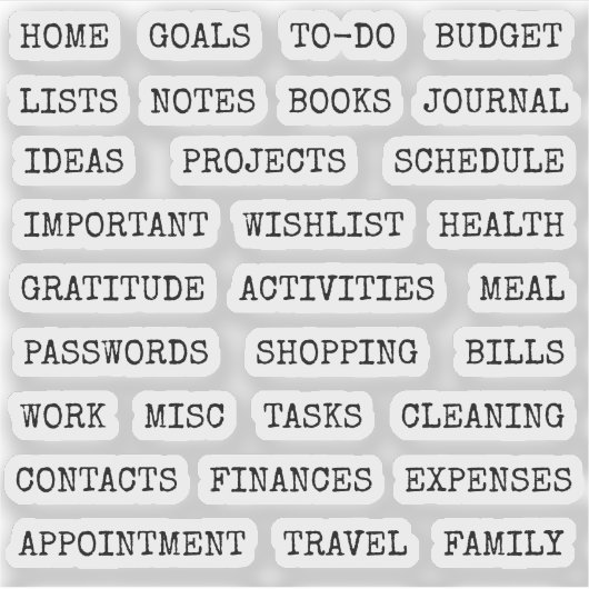 Functionele oude scriptplanner tabblad scheidingss sticker (Voorkant)
