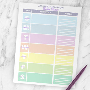Functionele pastel regenboogkleurige weekplanner notitieblok
