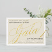 FUNCTIONEREN VAN GALA elegant calligrafie ivoorgou Folie Uitnodiging (Staand Voorkant)