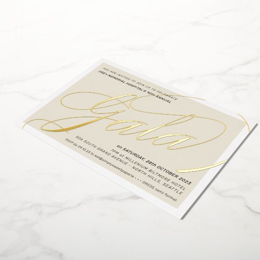FUNCTIONEREN VAN GALA elegant calligrafie ivoorgou Folie Uitnodiging (Gedraaid)
