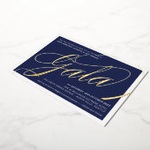FUNCTIONEREN VAN GALA elegant calligraphy navy gol Folie Uitnodiging (Gedraaid)