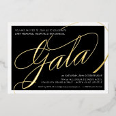 FUNCTIONERENDE GALA elegant calligrafie zwart goud Folie Uitnodiging (Voorkant)