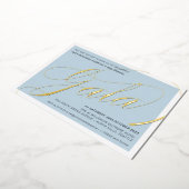 FUNCTIONERENDE GALA elegant kalligrafie bleek blau Folie Uitnodiging (Gedraaid)