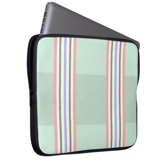 Funda con franjas en verde laptop sleeve (Voorkant Rechts)