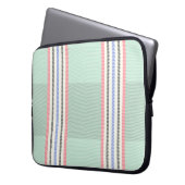 Funda con franjas en verde laptop sleeve (Voorkant Links)