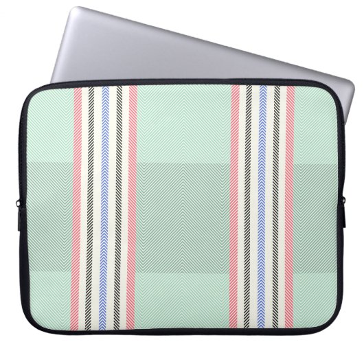 Funda con franjas en verde laptop sleeve (Voorkant)