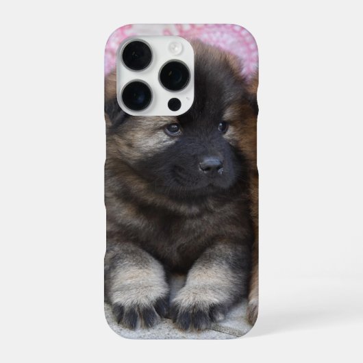 Funda de iPhone 16 con foto de perrito marrón Hoesje (Achterkant)