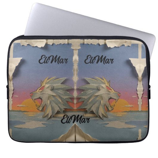 Funda Laptop 13" Neopreno León Rugiendo Papcut Laptop Sleeve (Voorkant)