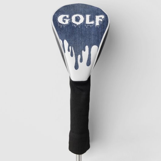Funda para palo de golf azul jeans con blanco golfheadcover (Voorkant)