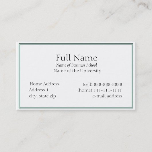 Fundamenteel Visitekaartje voor Studenten of Bedri Contactkaartje (Voorkant)