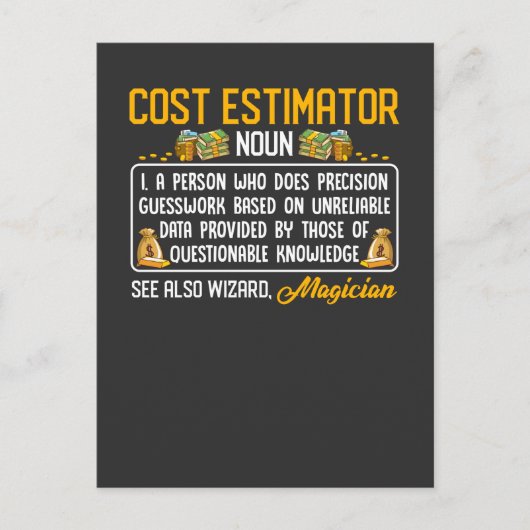 Funding Cost Estimator Job Definition Money Data Briefkaart (Voorkant)
