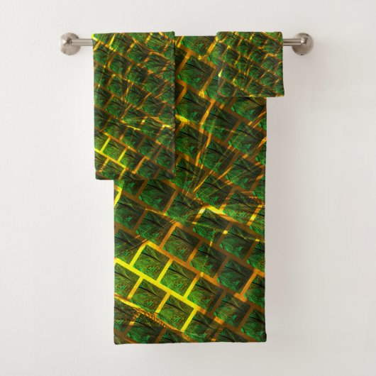 Fundo com imagem verde sob grade dourada? bad handdoek (Insitu)