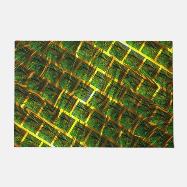 Fundo com imagem verde sob grade dourada? deurmat (Voorkant)