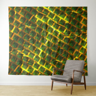 Fundo com imagem verde sob grade dourada? Largos. Wandkleed