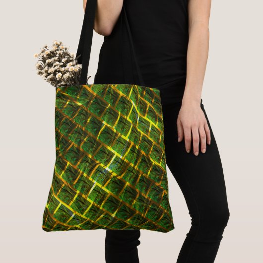 Fundo com imagem verde sob grade dourada? tote bag (Dichtbij)