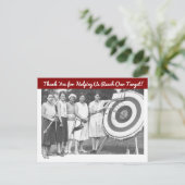 Fundraiser Bedankt Grappige  vrouwen boogschieten Briefkaart (Staand voorkant)