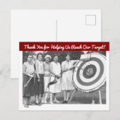 Fundraiser Bedankt Grappige  vrouwen boogschieten Briefkaart (Voorkant / Achterkant)