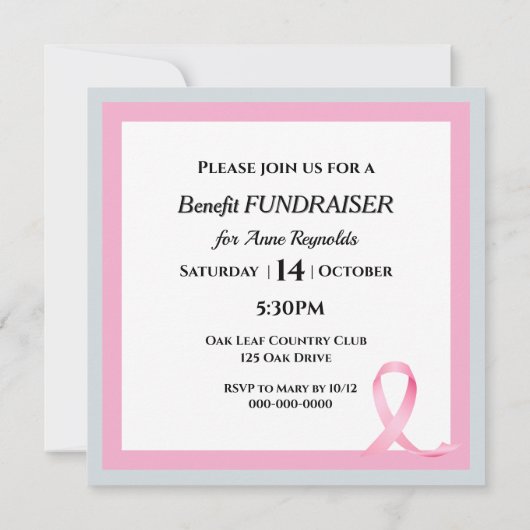 Fundraiser Benefit Pink Ribbon Kaart (Achterkant)