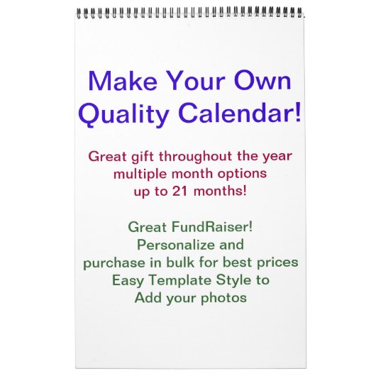 Fundraiser Calendar DIY Calendar Kalender (Hoes)