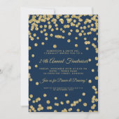 Fundraiser Dinner Gold Confetti Navy Blu Kaart (Voorkant)