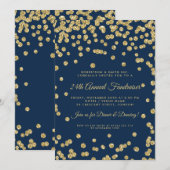 Fundraiser Dinner Gold Confetti Navy Blu Kaart (Voorkant / Achterkant)