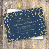 Fundraiser Dinner Gold Confetti Navy Blu Kaart