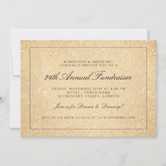Fundraiser Gala Party Gold Glitter Paint Kaart (Voorkant)