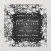 Fundraiser Gala Party Silver Sparking Kaart (Voorkant / Achterkant)