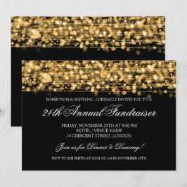 Fundraiser Gala Party Sparkles Gold Kaart