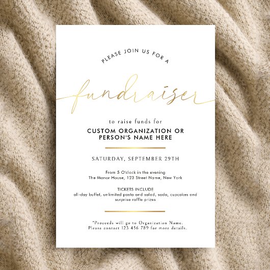Fundraiser Minimalistisch Script Wit & Goud Hulpor Kaart