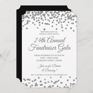 Fundraiser Silver Glitter Confetti Kaart