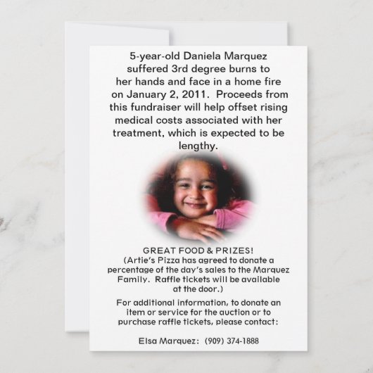 Fundraiser-uitnodiging Kaart (Achterkant)