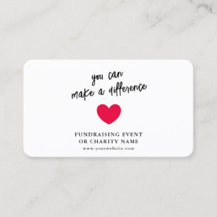 Fundraising Charity Donate Logo Heart Photo Card Visitekaartje