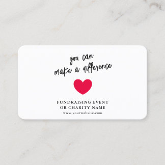 Fundraising Charity Donate Logo Heart Photo Card Visitekaartje