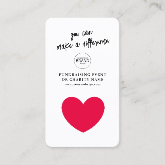 Fundraising Charity Event Donate Logo Photo Card Visitekaartje (Voorkant)