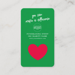 Fundraising Charity Event Green Logo Photo Card Visitekaartje