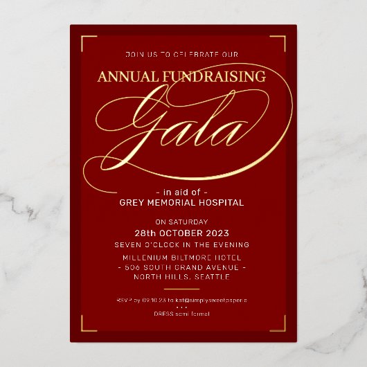 FUNDRAISING GALA BALL elegant evenement fancy bour Folie Uitnodiging (Voorkant)