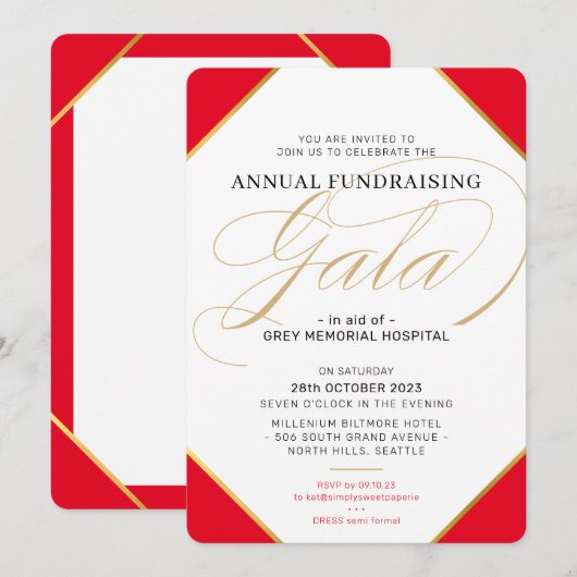 FUNDRAISING GALA BALL elegante gebeurtenis vorstel Kaart (Voorkant / Achterkant)