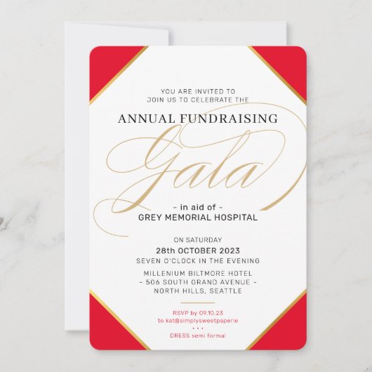 FUNDRAISING GALA BALL elegante gebeurtenis vorstel Kaart (Voorkant)