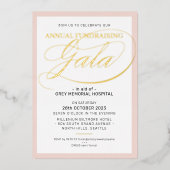 FUNDRAISING GALA elegant evenement script roze roo Folie Uitnodiging (Voorkant)