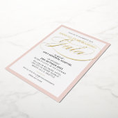 FUNDRAISING GALA elegant evenement script roze roo Folie Uitnodiging (Gedraaid)