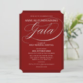 FUNDRAISING GALA elegant event fancy script maroon Kaart (Staand voorkant)