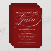FUNDRAISING GALA elegant event fancy script maroon Kaart (Voorkant / Achterkant)