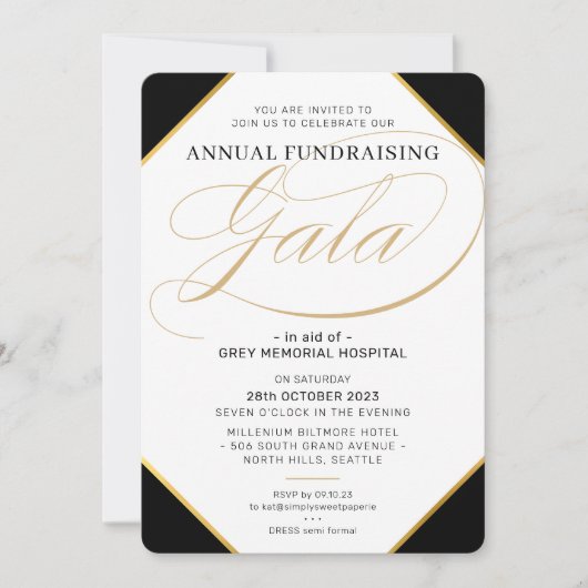 FUNDRAISING GALA elegant event maroon zwart goud Kaart (Voorkant)